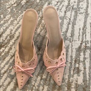 Elegant Pink Women's Mules with Bow Detail